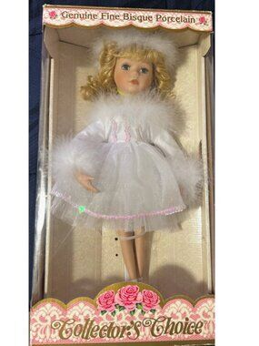 Collector’s Choice Blonde Bisque Porcelain Doll In Box